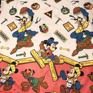 Vintage Disney Mickey Mouse Goofy At Work Construction Blanket Polyester Acrylic